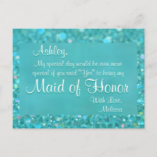Cartão Postal De Convite Madrinha de casamento - Emerald Green