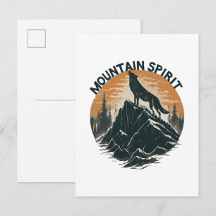 Cartão Postal De Convite Majestade da Montanha Lobo Uivando no Pico