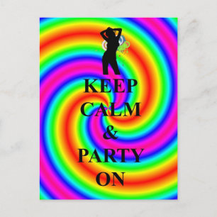Cartão Postal De Convite Mantenha a calma & o partido sobre