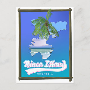 Cartão Postal De Convite Mapa de viagem da ilha Rinca Indonésia