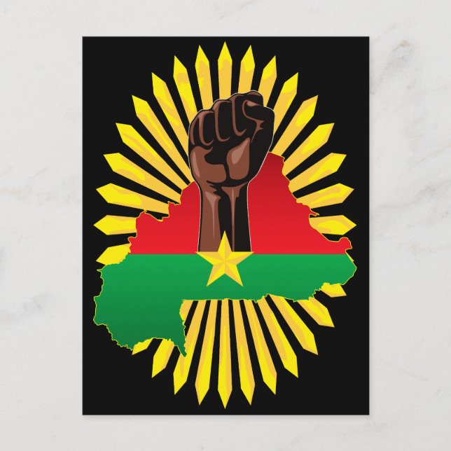 Cartão Postal De Convite Mapa do Burkina Faso, Bandeira e Resistência à Rev (Frente)