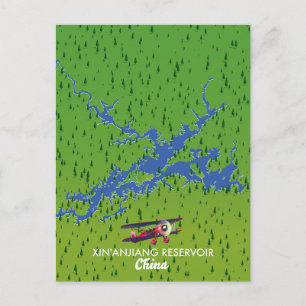 Cartão Postal De Convite Mapa do Reservatório de Xin'anjiang na China