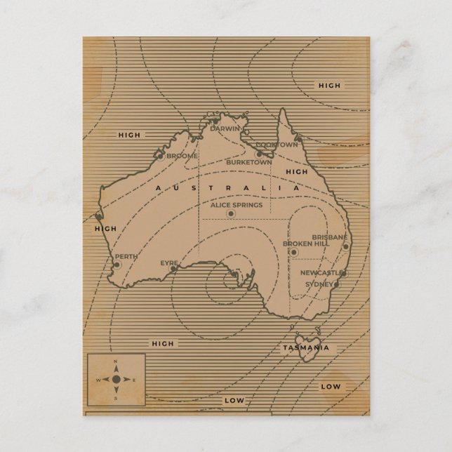 Cartão Postal De Convite Mapa meteorológico da Austrália (Frente)