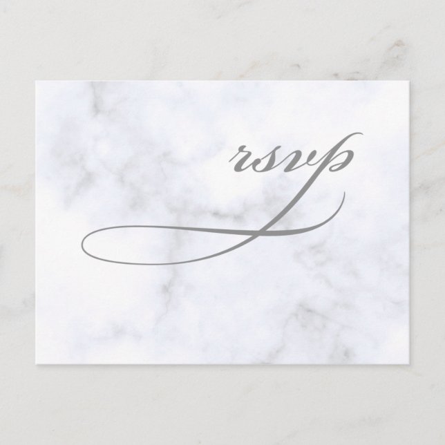 Cartão Postal De Convite Marble Wedding rsvp (Frente)