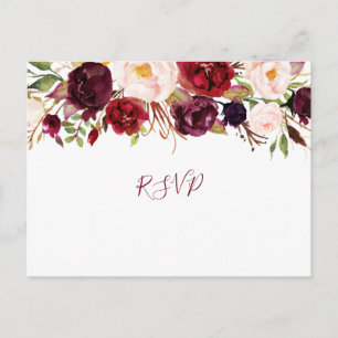 Cartão Postal De Convite Marsala Greenery Casamento Floral rsvp buffet 4163