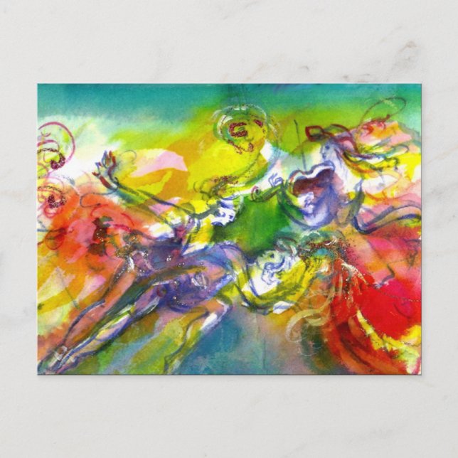 Cartão Postal De Convite MASCARADA de dança e música ITALIANA CARNIVAL (Frente)