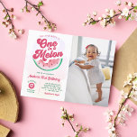 Cartão Postal De Convite Melancia 1 em Melão Foto Primeiro Aniversário<br><div class="desc">Melancia 1 em Melão Foto Primeiro Cartão de Aniversário</div>