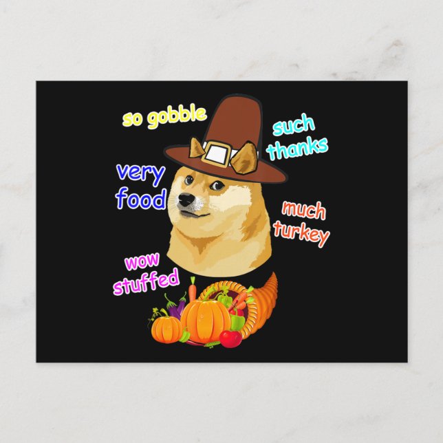 Cartão Postal De Convite meme do doge crianças dia de ação de graças shiba  (Frente)