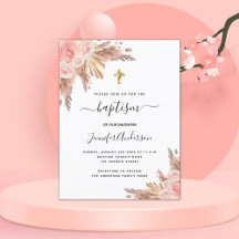 Menina do batismo pampas rosa ouro cor-de-rosa