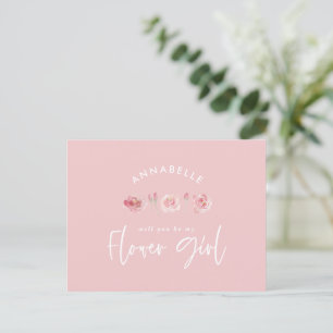 Cartão Postal De Convite Menina flor rosa água-marinha floral chic