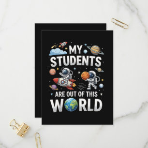 Cartão Postal De Convite Meus Alunos Estão Fora Neste Mundo Espacial