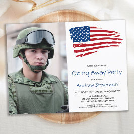 Cartão Postal De Convite Military Going Away Party USA American Flag Photo