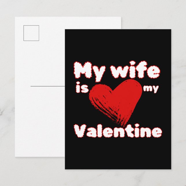 Cartão Postal De Convite Minha esposa é meu valentim (Frente/Verso)