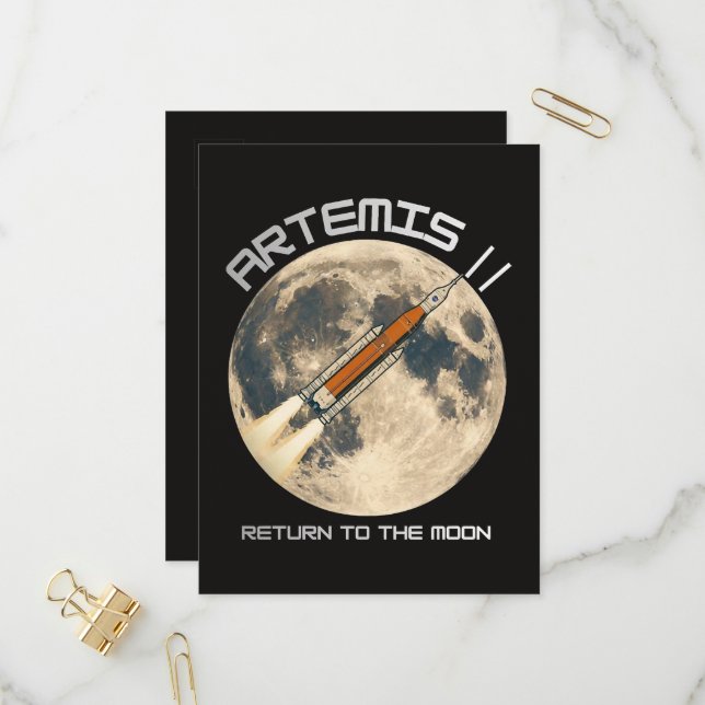 Cartão Postal De Convite Missão Artemis à lua (Frente/Verso In Situ)