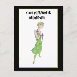 Cartão postal de convite misterioso para homicídio