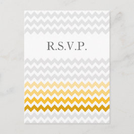 Cartão Postal De Convite Mod chevron yellow e cinza Casamento Ombre rsvp