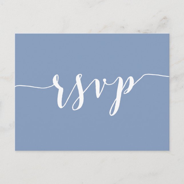 Cartão Postal De Convite Modern Dusty Blue Wedding RSVP Postcards (Frente)