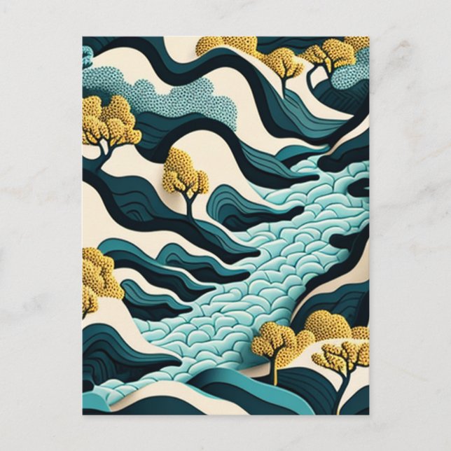 Cartão Postal De Convite Modern Landscape (Frente)