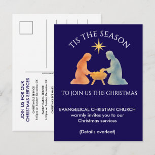 Cartão Postal De Convite Moderna Natividade É ÉPOCA DE NATAL Igreja de Nata