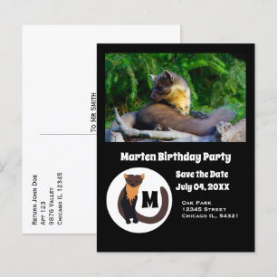 Cartão Postal De Convite Monograma de Fotografias da Festa de aniversário M
