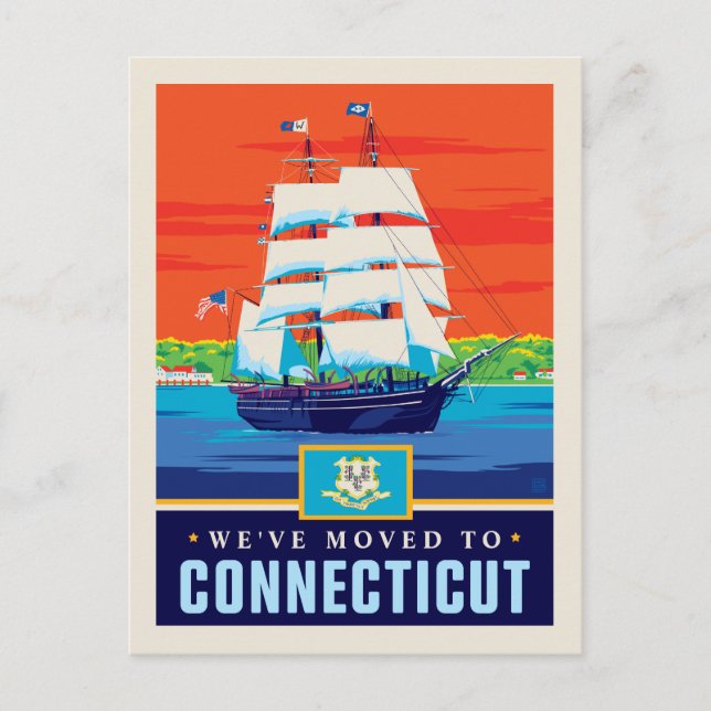 Cartão Postal De Convite Mudamos para Connecticut (Frente)