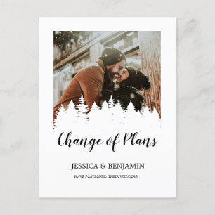 Cartão Postal De Convite Mudança de planos com script de árvore do pinheiro