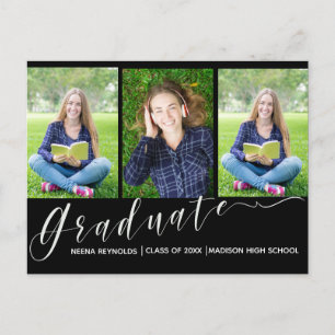 Cartão Postal De Convite Multi Photo   Script   Graduation Announcement