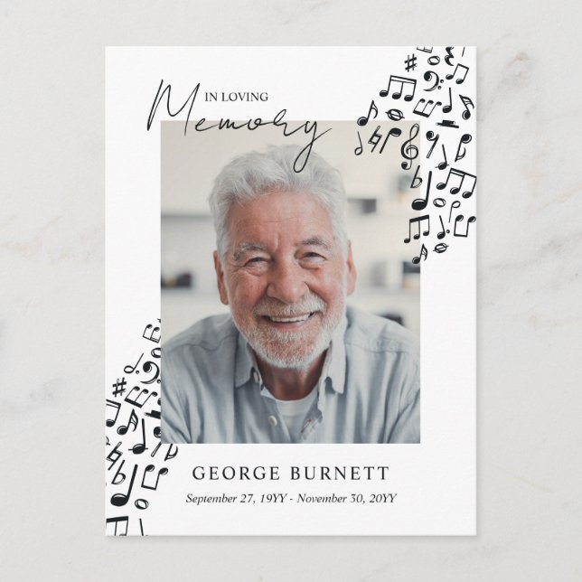 Cartão Postal De Convite Musician Music Teacher Notes In Loving Memory (Frente)