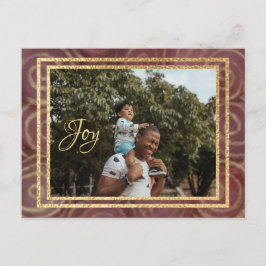 Cartão Postal De Convite Natal Carmesim e Dourado