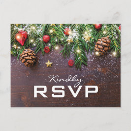 Cartão Postal De Convite Natal de Campo Rústico de Inverno RSVP