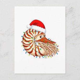Cartão Postal De Convite Natal Nautilus Pompilius Chapéu de Papai Noel Feri