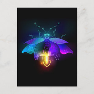 Cartão Postal De Convite Neon Firefly a preto