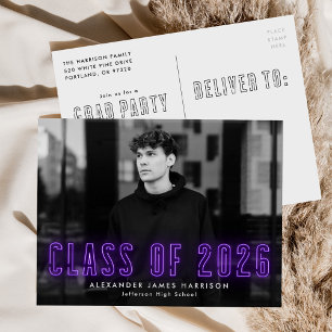 Cartão Postal De Convite Neon Purple Classe de Foto 2022