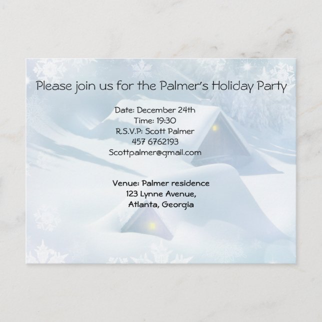 Cartão Postal De Convite Neve derramada no telhado de uma floresta (Frente)