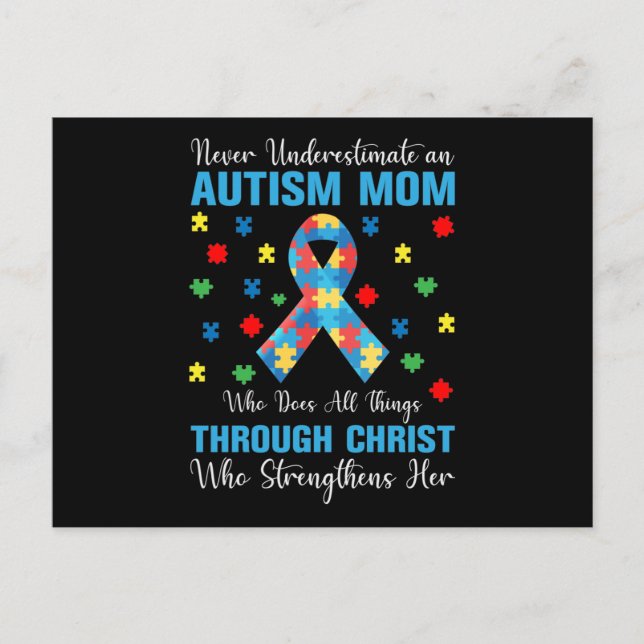Cartão Postal De Convite Never Underestimate an Autism Mom Who Does All Thi (Frente)