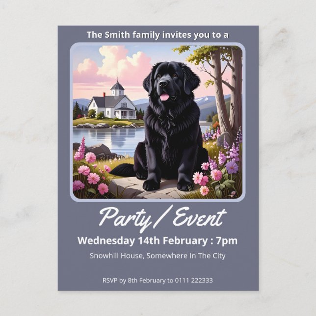 Cartão Postal De Convite Newfoundland Dog  (Frente)