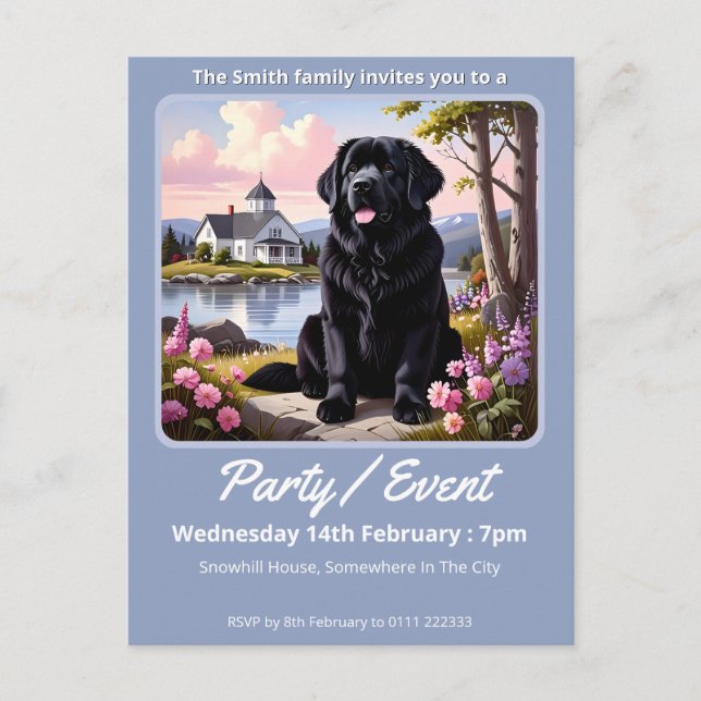 Cartão Postal De Convite Newfoundland Dog  (Frente)