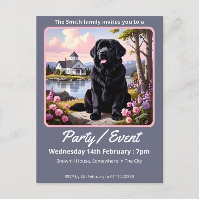 Cartão Postal De Convite Newfoundland Dog  (Frente)
