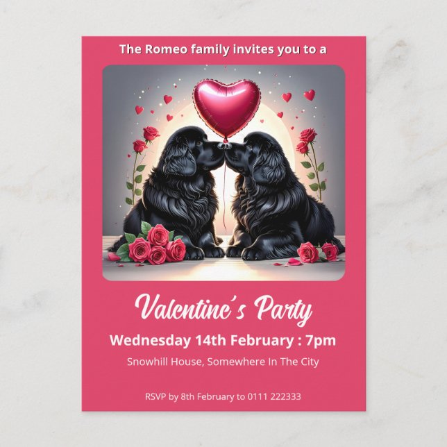 Cartão Postal De Convite Newfoundland Dog Valentine (Frente)