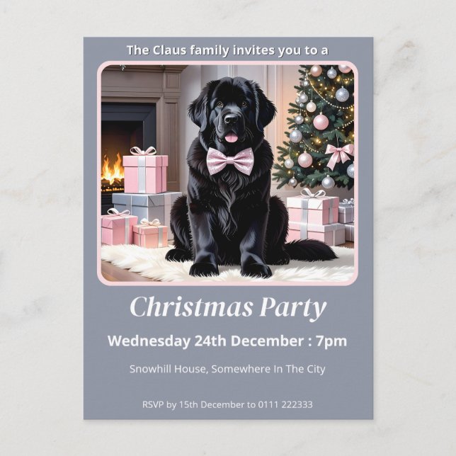 Cartão Postal De Convite Newland Dog Christmas (Frente)