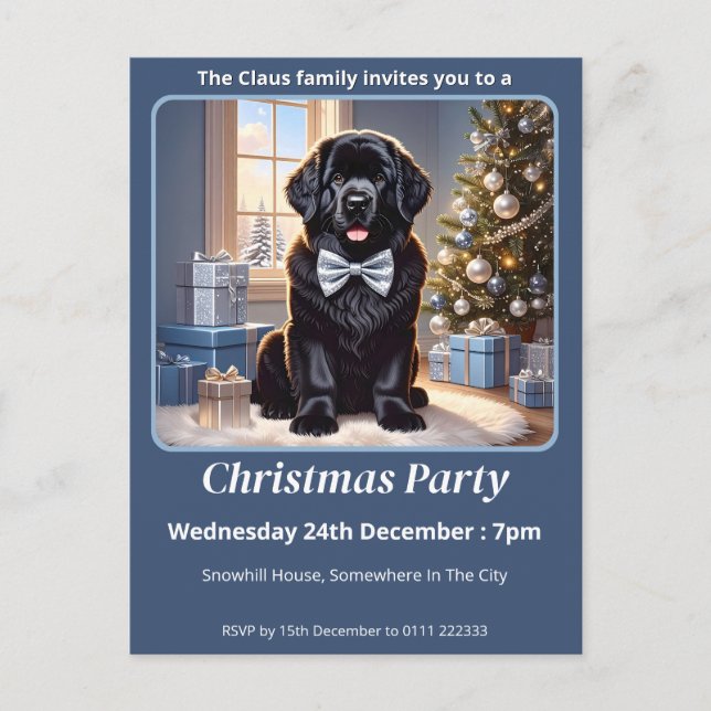 Cartão Postal De Convite Newland Dog Christmas (Frente)