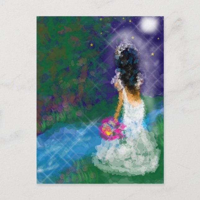 Cartão Postal De Convite Noite Encantada, Celebração, Aniversário, Noiva (Frente)