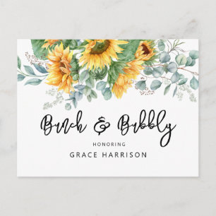 Cartão Postal De Convite Noiva & Bubbly Chá de Noiva Girassol