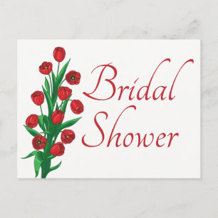Cartão Postal De Convite Noiva Floral Chuva de Casamento Tulipa Flores Casa