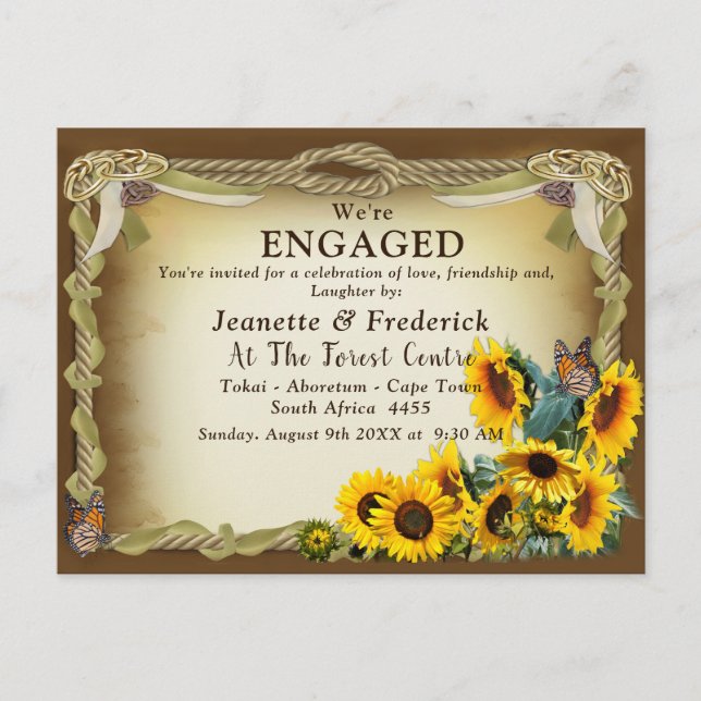 Cartão Postal De Convite Noivado de Celebração de casando (Frente)