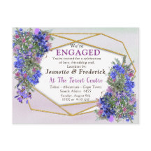 Noivado de Flores Geométricas Douradas e Lavandas