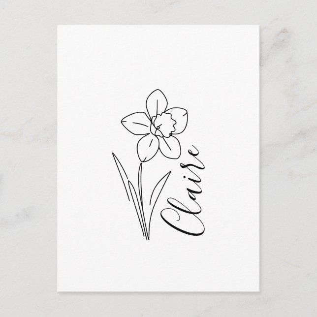 Cartão Postal De Convite Nome personalizado March daffodil Birth Flower (Frente)