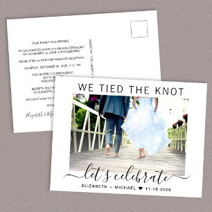 Cartão Postal De Convite Nós Amarrámos o Nó Foto Recepção de Casamento