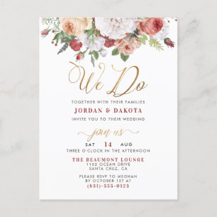 Cartão Postal De Convite Nós Fazemos   Casamento de Script Glitter Dourado 