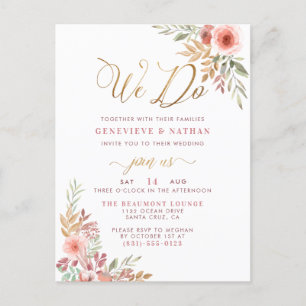 Cartão Postal De Convite Nós Fazemos   Casamento Elegante de Script Dourado